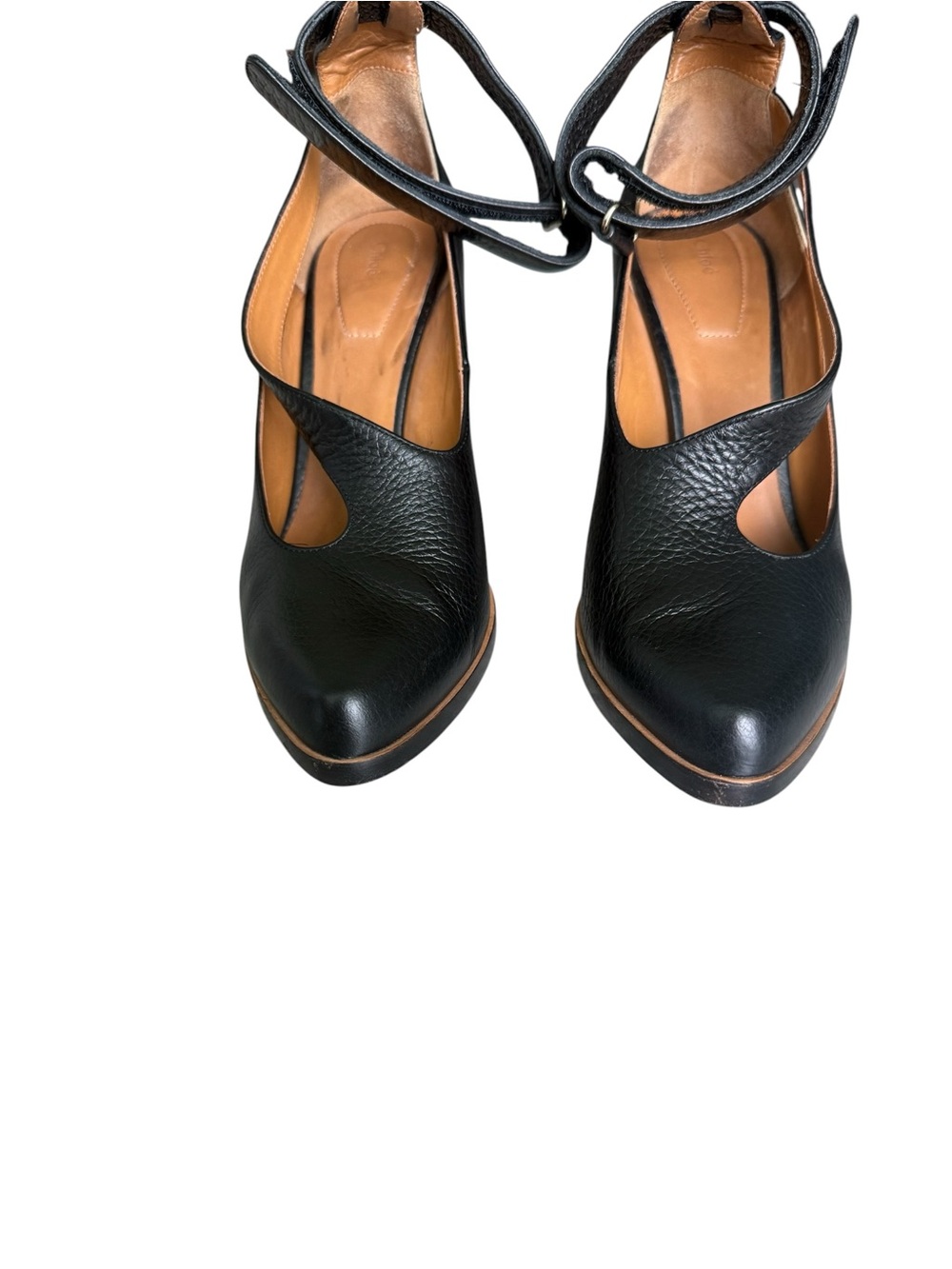 Chloe Black & Blue Leather Suede Ankle-Strap Pointed-Toe Pumps Size 8.5 - Picture 2 of 12
